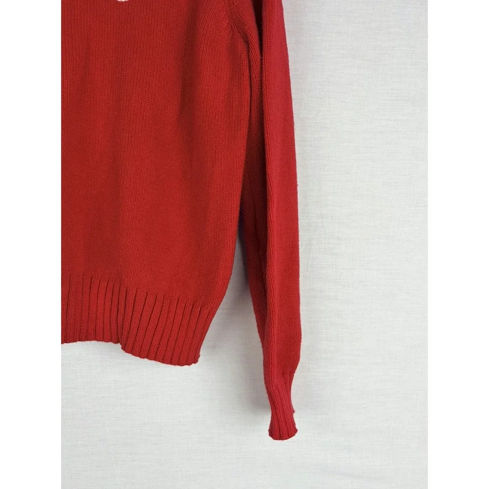LOFT Womens Red Merry Graphic Knit Crewneck‎ Sweater Holiday Christmas Large